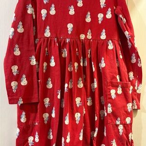 Hanna Andersson Red Snowman Print Kids Casual Dress